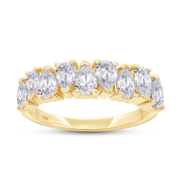 1 1/3 Carat Pear Shape IGI Certified Lab Grown Diamond Half Eternity Stackable Engagement Ring For Women In 10K Solid Yellow Gold Jewelry (1.33 Cttw)-5