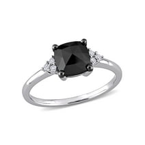 1-1/3 Carat T.W. Black and White Diamond 14kt White Gold Engagement Ring
