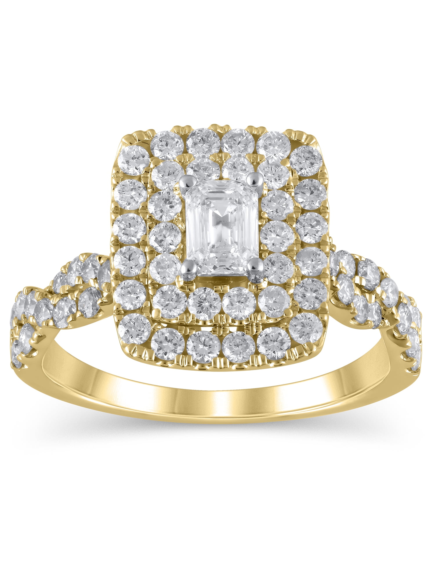 1-1/3 Carat T.W. (I2 clarity, H-I color) Brilliance Fine Jewelry Emerald cut Diamond Engagement Ring in 10kt Yellow Gold, Size 6
