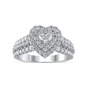 1-1/3 Carat T.W. (I2 clarity, H-I color) Brilliance Fine Jewelry Heart cut Diamond Engagement Ring in 10kt White Gold, Size 7