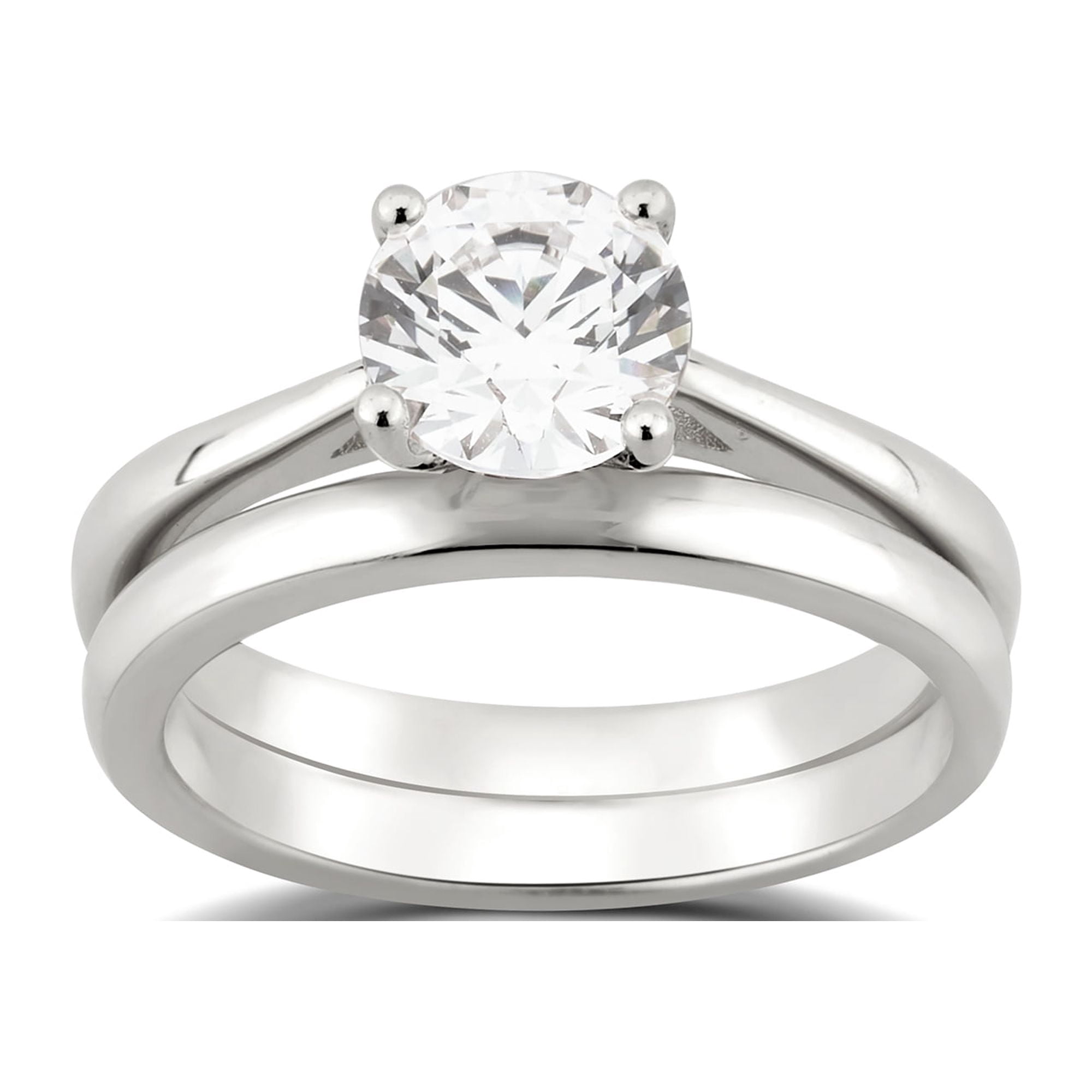 1-1/3 Carat T.W. Round Swarovski Sterling Silver Solitaire Bridal Set