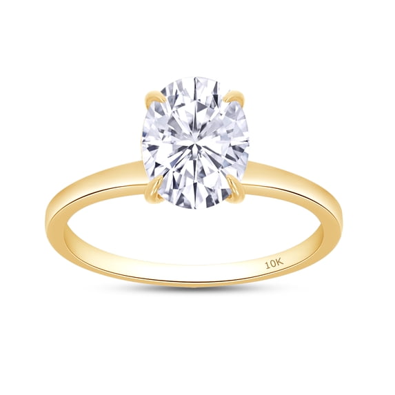 1 1/3 Cttw Oval Cut Lab Created Moissanite Diamond Solitaire Engagement Ring For Women In 10K Solid Yellow Gold (Clarity : VVS1, 1.33 Cttw) Ring Size -5