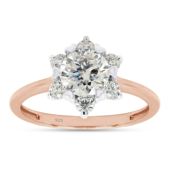 1 1/3 ct. t.w Center 6.5MM Round Cut Lab Created Moissanite Diamond Flower Engagement Rings For Women In 14K Rose Gold Over Sterling Silver (G-H Color, VVS1 Clarity, 1.30 Cttw)-9