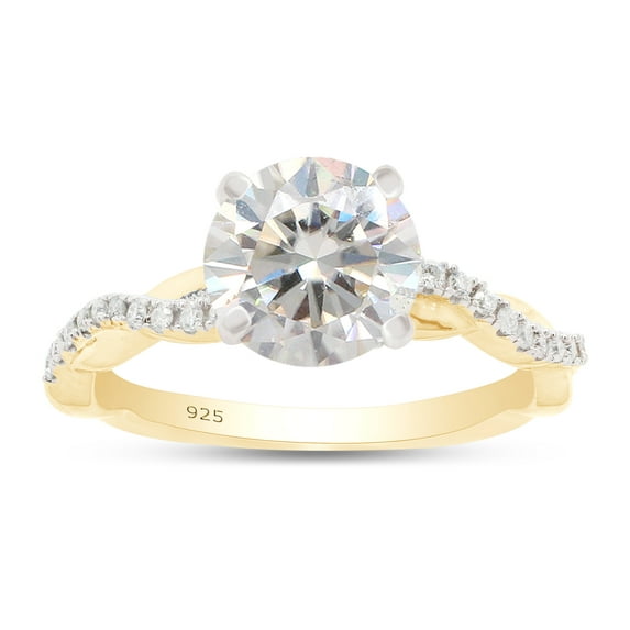 1 1/3 ct.t.w Center 6.5MM Round Cut Lab Created Moissanite Diamond Solitaire Swirl Engagement Ring In 14K Yellow Gold Over Sterling Silver (G-H Color, VVS1 Clarity, 1.33 Cttw)-10
