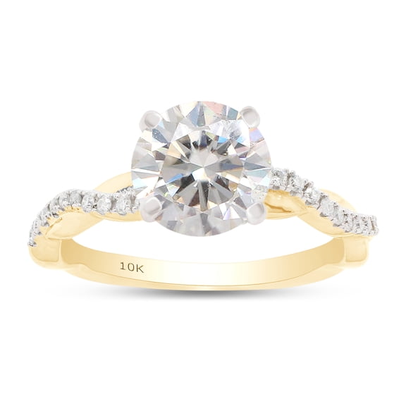 1 1/3 ct.t.w Center 6.5MM Round Cut Lab Created Moissanite Diamond Solitaire Swirl Engagement Ring for Women In 10K Solid Yellow Gold (G-H Color, VVS1 Clarity, 1.33 Cttw)-10
