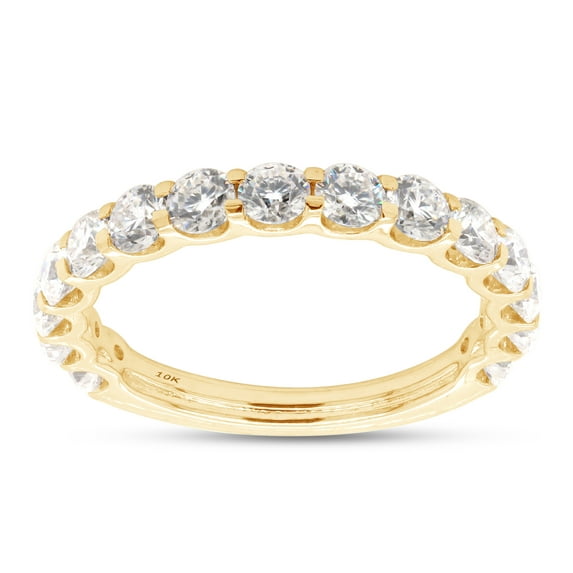 1 1/3 ct.t.w Round Cut Lab Created Moissanite Diamond Eternity Wedding Band Ring For Women In 10K Solid Yellow Gold (G-H Color, VVS1 Clarity, 1.33 Cttw)-8.5