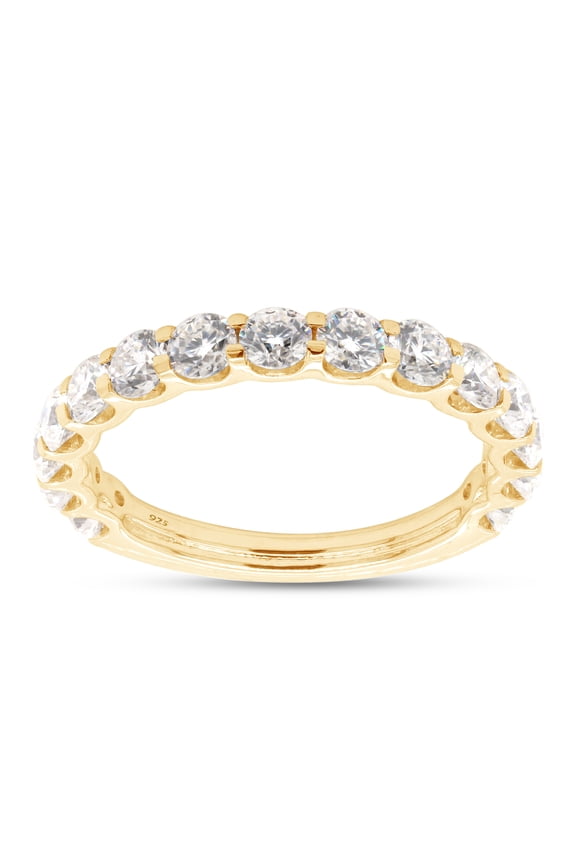 1.33CT Round Moissanite Diamond Eternity Wedding Band Ring for Women 14K Yellow Gold over Silver-4