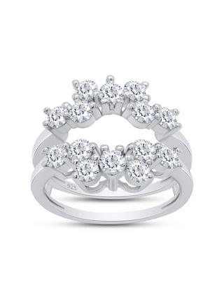 Round Halo Engagement Ring and Ring Guard Set, 2 Pieces (Ring Guard and  Halo Engagement Ring) - TB-SET-0003-SICZ
