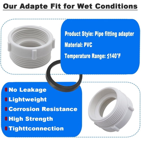 1 1/4 to 1 1/2 Sink Drain Adapter, 1-1/4" Female NPT to 1-1/2" Male NPT Reducer Bushing Pipe Fitting, Drain Pipe Adapter for Single Bowl Kitchen & Bathroom Sinks$$Plumbing & HVAC