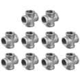 thumbnail image 1 of 1 1/4"(32mm) 4-Way Cross Fitting Connector, Cast Malleable Iron 4 Way Corner Pipe Fittings for Shelves Bracket DIY Furniture Plumbing Pipe, 10Pcs, 1 of 7