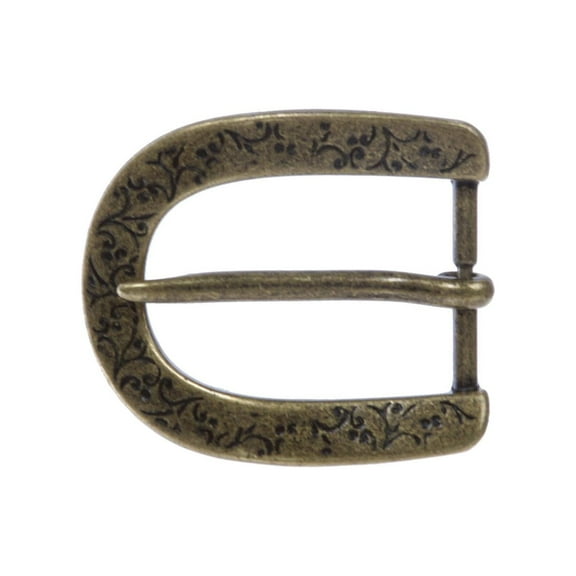 1 1/4"(34mm) Antique Brass Western Floral Perforated Engraved Horseshoe Single Prong Belt Buckle