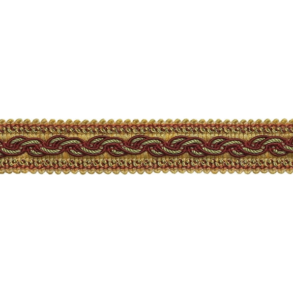 1 1/4" (3cm) Baroque Collection Wide Gimp Braid Trim # 0125BG, Autumn Leaves Red #5716 (Burgundy Red, Apple Green, Light Gold) 9 Yards (27 ft/8m)