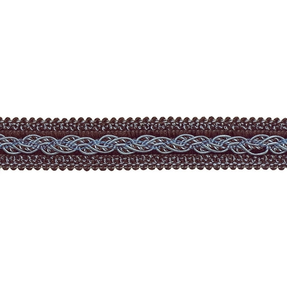 1 1/4" (3cm) Baroque Collection Wide Gimp Braid Trim # 0125BG, Mocha Ice Blue #24B (Silver Blue, Light Blue, Mocha Brown) 9 Yards (27 ft/8m)