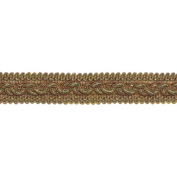 1 1/4" (3cm) Baroque Collection Wide Gimp Braid Trim # 0125BG, Olive Beige Brown #5615 (Light Brown, Dark Beige, Olive Green) Sold By The Yard (36"/3 ft/0.9m)