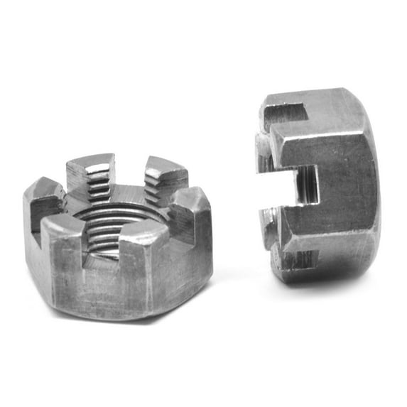 1 1/4"-7 Coarse Thread Grade 2 Slotted Heavy Hex Nut Low Carbon Steel Plain Finish Pk 5
