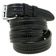 thumbnail image 1 of 1 1/4" Black Bridle Leather Belt With Embossing And Double Loops Made In USA, 1 of 4