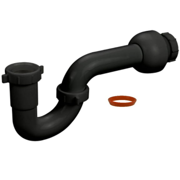 1-1/4" Black Plastic P-Trap for Kitchen Sink Tubular Drain