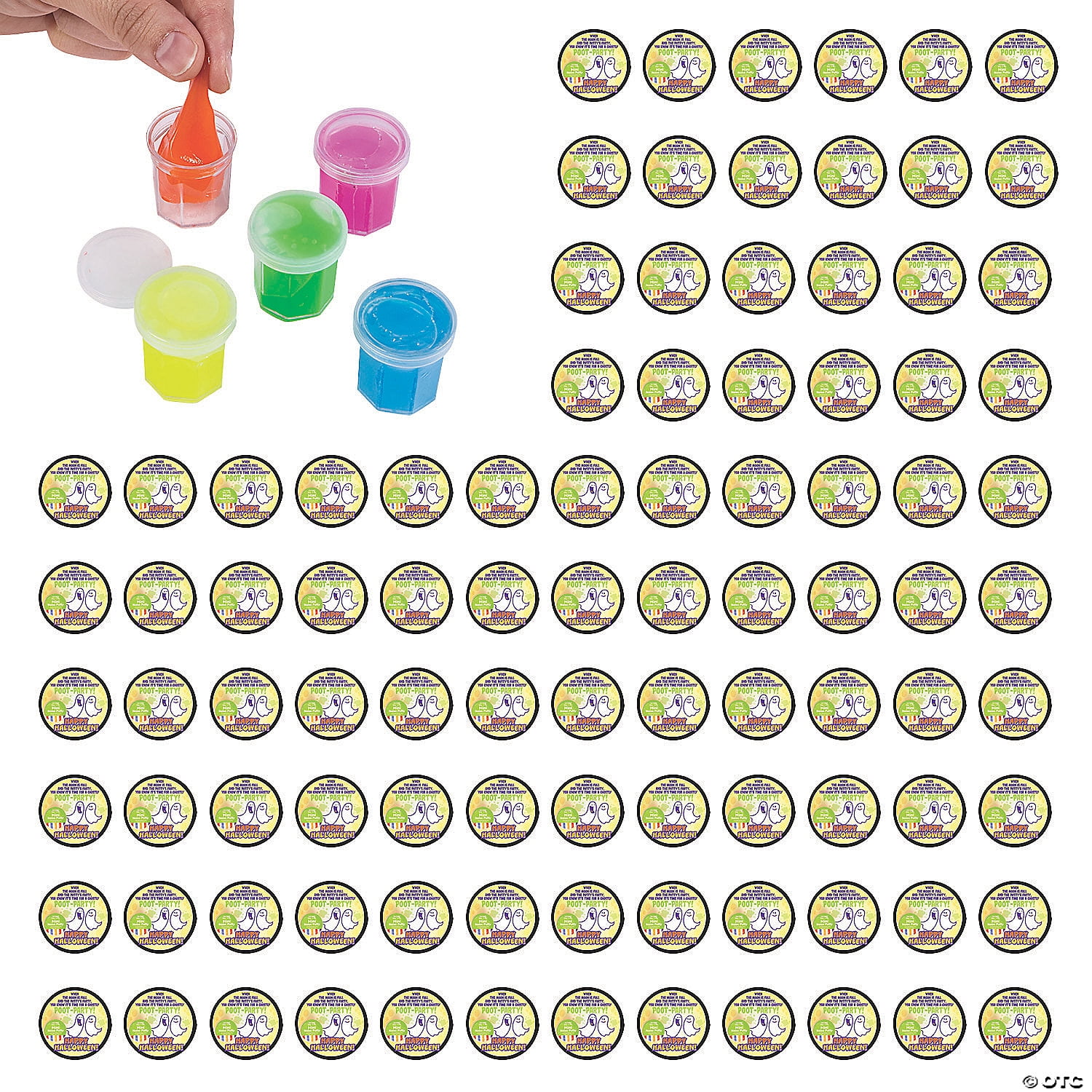 1 1/4" Bulk 96 Pieces Halloween Colorful Putty with Card Handout for 48