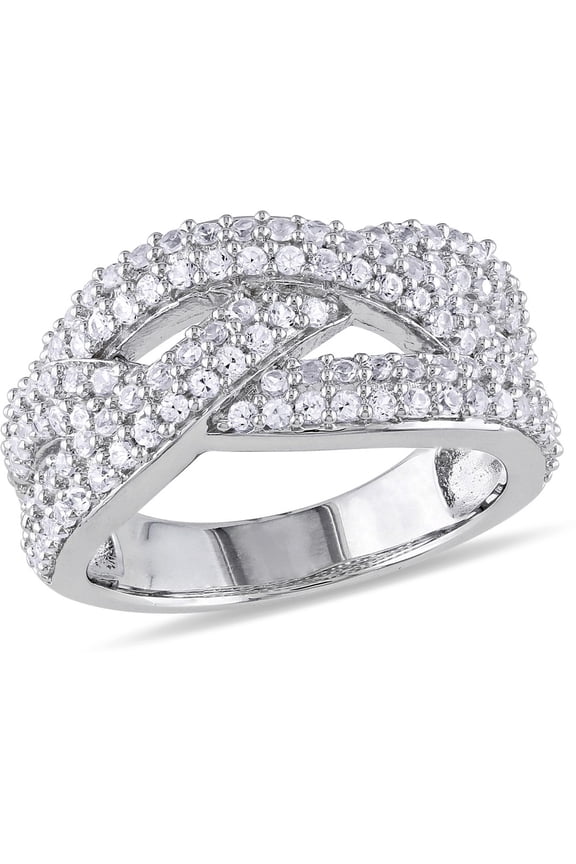 1 1/4 Carat (Ctw) Lab-Created White Sapphire Braided Ring In Sterling Silver