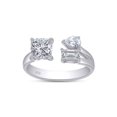 thumbnail image 1 of 1 1/4 Carat Cushion, Pear & Emerald Shape Lab Created Moissanite Adjustable Toi Et Moi 3-Stone Ring For Women In 14K White Gold Over Sterling Silver (G-H Color, VVS1 Clarity, 1.25 Cttw)-10, 1 of 6