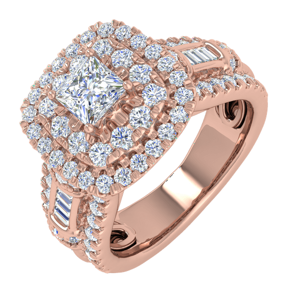 1 1/4 Carat Diamond Engagement Ring Band in 14K Rose Gold (Ring Size 4)