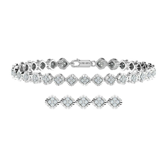 1 1/4 Carat Diamond Tennis Bracelet in 925 Sterling Silver (7.5 Inch)