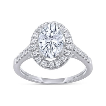 1 1/4 Carat Oval & Round Shape IGI Certified Lab Grown Diamond Halo Engagement Ring For Women In 10K Solid White Gold Jewelry (1.25 Cttw) - 5