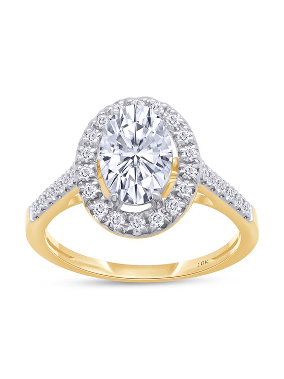 1 1/4 Carat Oval & Round Shape IGI Certified Lab Grown Diamond Halo Engagement Ring For Women In 10K Solid Yellow Gold Jewelry (1.25 Cttw) -7