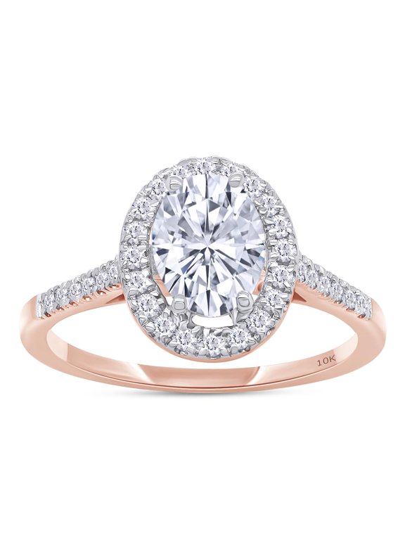 1 1/4 Carat Oval & Round Shape IGI Certified Lab Grown Diamond Halo Engagement Wedding Ring For Women In 10K Solid Rose Gold Jewelry (1.25 Cttw)-6