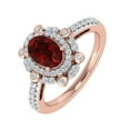 thumbnail image 1 of 1 1/4 Carat Oval Shape Ruby and Round Diamond Engagement Ring in 10K Rose Gold (Ring Size 8), 1 of 7