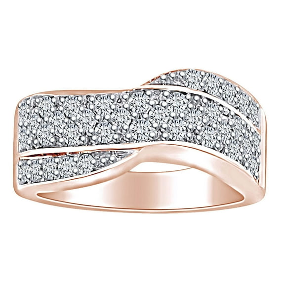 AFFY 1 1/4 Carat Round Cut White Natural Diamond Anniversary Wedding Band Ring In 14k Solid Rose Gold (1.25 Cttw) Ring Size-6