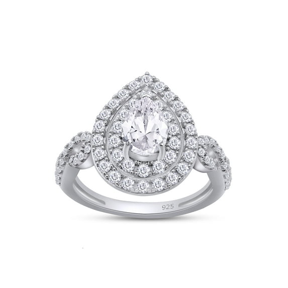 1 1/4 Carat Round Lab Created Moissanite Diamond Pear-Shaped Double Halo Infinity Twist Engagement Wedding Ring for Women in 18k White Gold Plated Sterling Silver, 1.25 Cttw, G-H/VVS1 Gift Jewelry -12