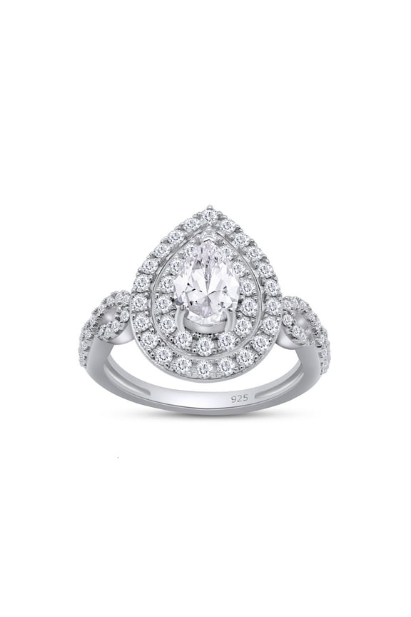 1 1/4 Carat Round Lab Created Moissanite Diamond Pear-Shaped Double Halo Infinity Twist Engagement Wedding Ring for Women in 18k White Gold Plated Sterling Silver, 1.25 Cttw, G-H/VVS1 Gift Jewelry -9