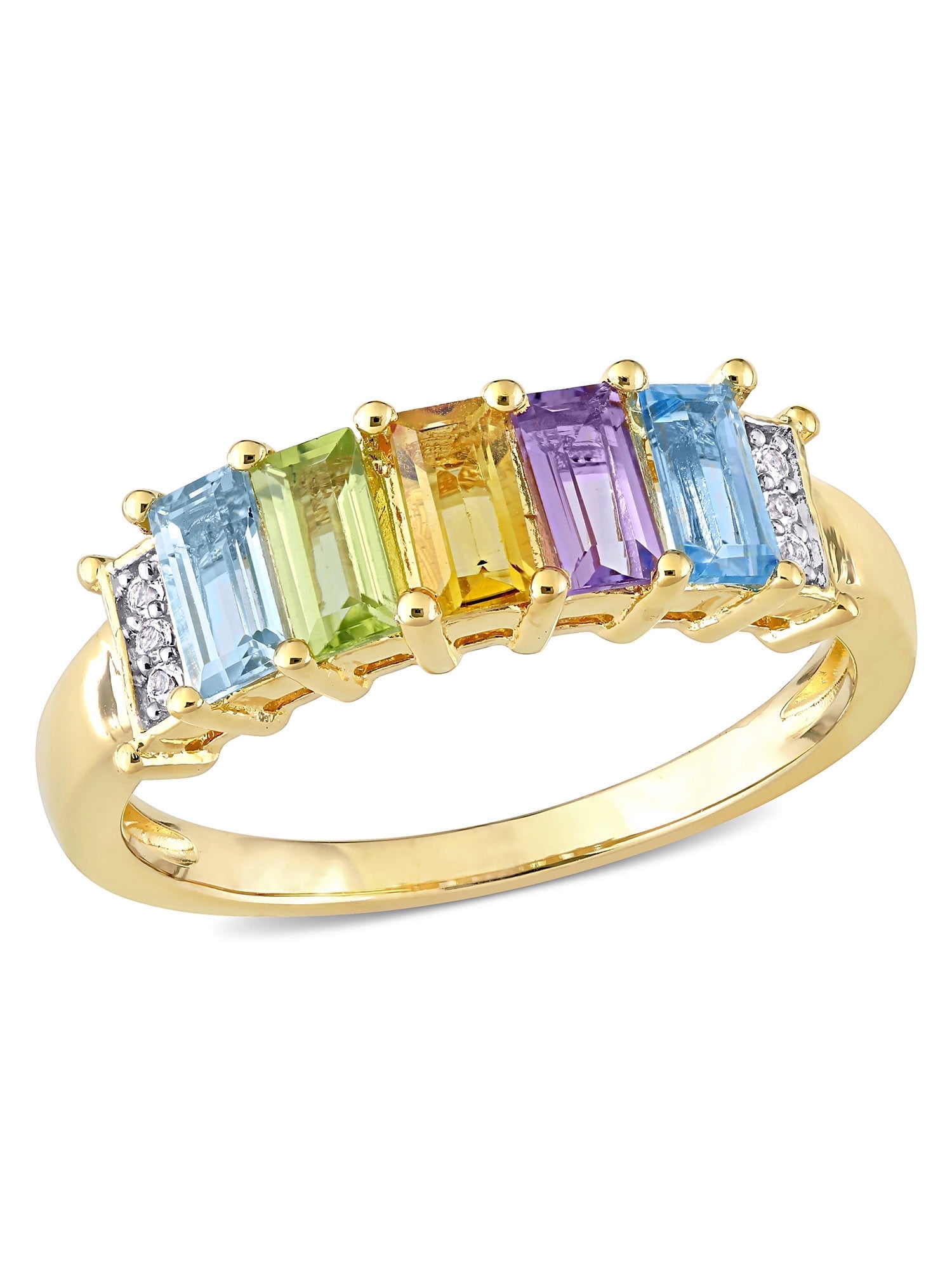 Everly Women's Topaz and Peridot Citrine Amethyst Sterling Silver Ring