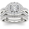 thumbnail image 1 of 1-1/4 Carat T.W. Diamond Criss-Cross Shank Halo 14kt White Gold Engagement Ring Set, 1 of 5