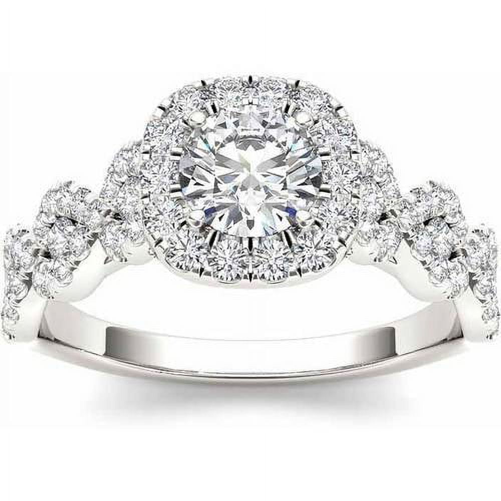 1-1/4 Carat T.W. Diamond Criss-Cross Shank Single Halo 14kt White Gold Engagement Ring