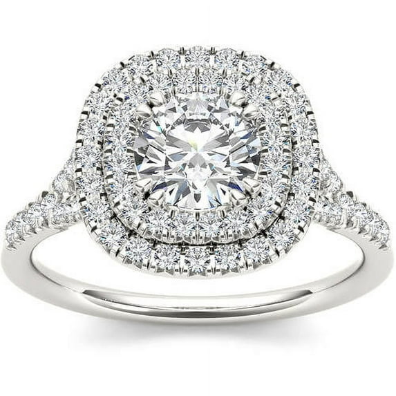 1-1/4 Carat T.W. Diamond Double Halo 14kt White Gold Engagement Ring