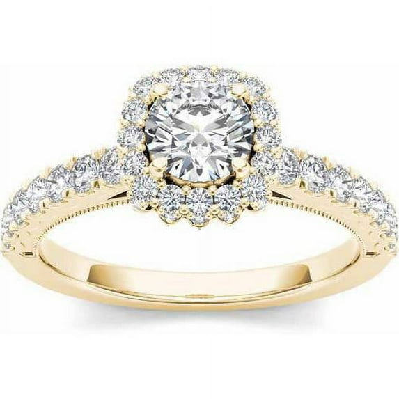 1-1/4 Carat T.W. Diamond Double Halo 14kt Yellow Gold Engagement Ring