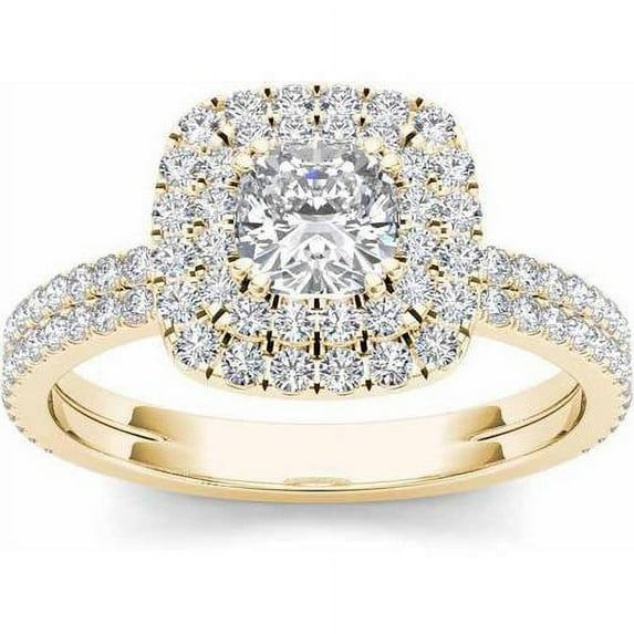 1-1/4 Carat T.W. Diamond Double Halo 14kt Yellow Gold Engagement Ring