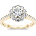 thumbnail image 1 of 1-1/4 Carat T.W. Diamond Flower-Shape Halo 14kt Yellow Gold Engagement Ring, 1 of 4
