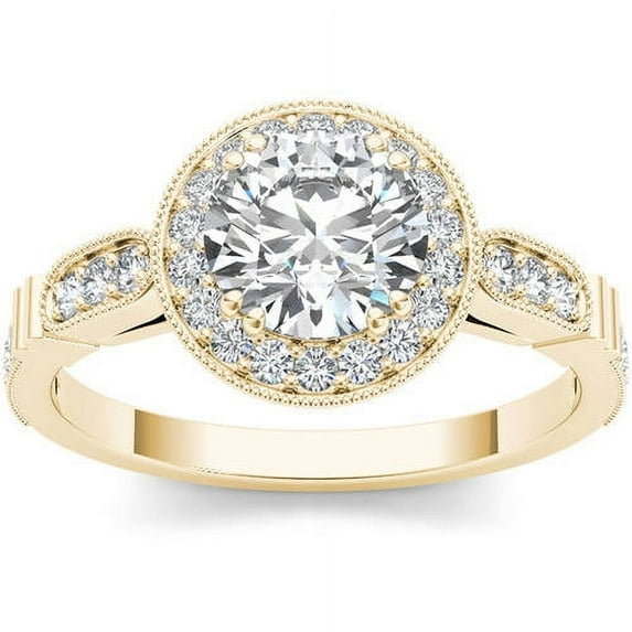 1-1/4 Carat T.W. Diamond Single Halo 14kt Yellow Gold Engagement Ring