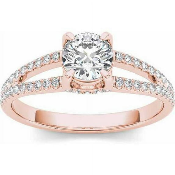 1-1/4 Carat T.W. Diamond Split Shank Classic 14kt Rose Gold Engagement Ring