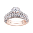 thumbnail image 1 of 1 1/4 Ct Round Cut Lab Created Moissanite Diamond Halo Engagement Promise Anniversary Bridal Ring Set Womens Wedding Bands 10k Rose Gold 1.25 Cttw, G-H/VVS1 Gift Jewelry-6, 1 of 6