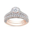 thumbnail image 1 of 1 1/4 Ct Round Cut Lab Created Moissanite Diamond Halo Engagement Promise Anniversary Bridal Ring Set Womens Wedding Bands 14k Rose Gold Plated 925 Sterling Silver 1.25 Ct, G-H/VVS1 Gift Jewelry-7, 1 of 6