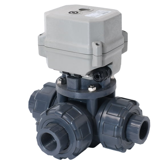 1 1/4" DN32 Two wires control Electric Ball Valve,DC12V 3-way PVC Motorized Ball Valve,With manual function