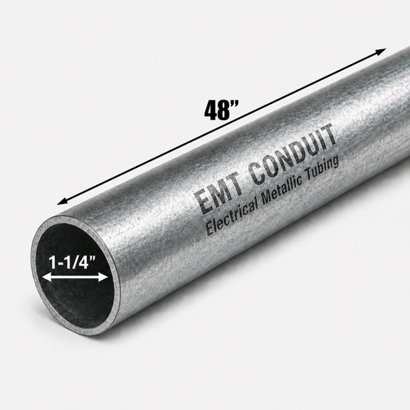 1-1/4 in. Diameter x 48 in. Length Galvanized Steel EMT Conduit Pipe