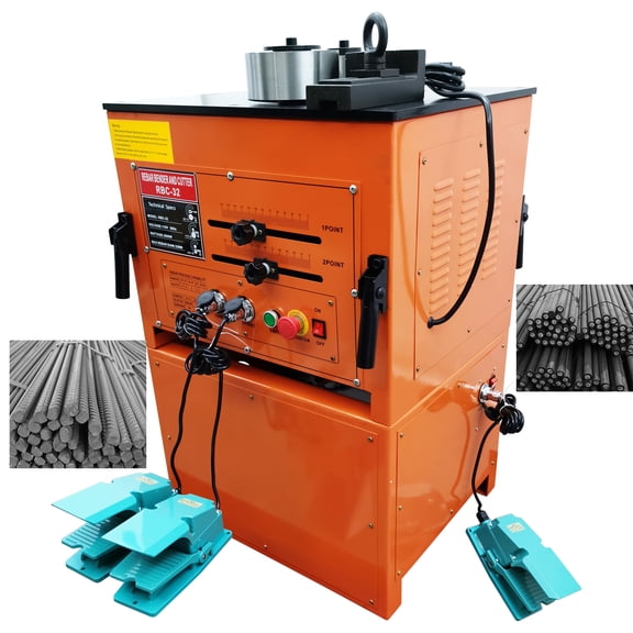 1-1/4" Electric Rebar Bending Cutting Machine Bench 3 Feet Controls 110V 3000W