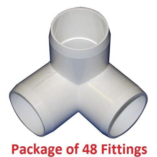 1-1/4" Furniture Grade 3-Way Corner Elbow PVC Fitting - 48 Pack