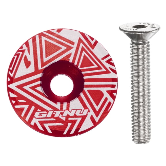 1-1/4 Headset Stem Top Cap Aluminum Alloy Bicycle Stem Top Cap Cover with Bolt for MTB Road Mountain Bike, Red