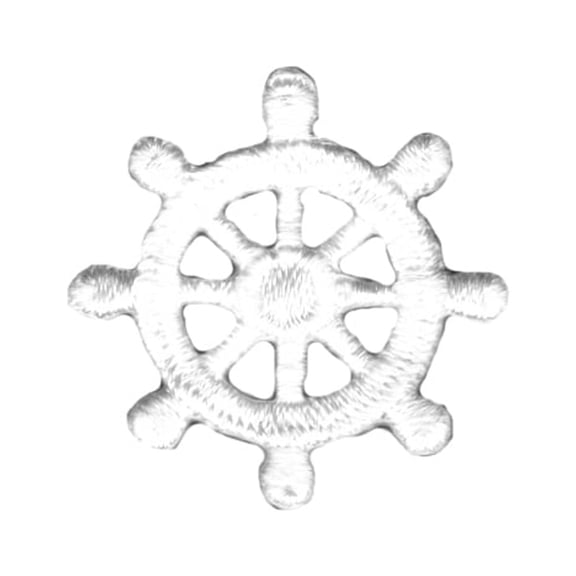1 1/4 INCH White Captain Wheel Patch Ship Ocean Embroidered Iron On applique